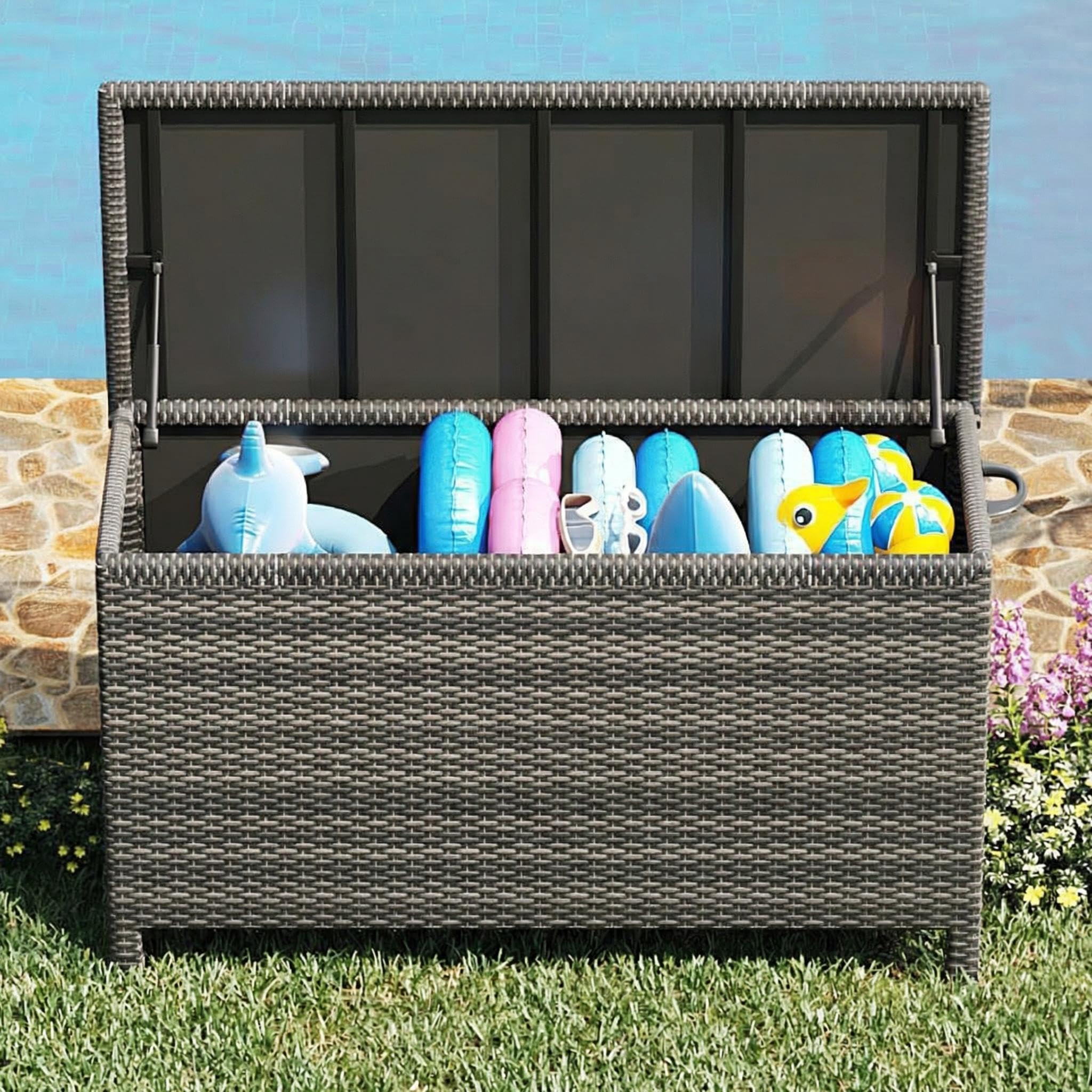 Brown Lockable Wicker Deck Box