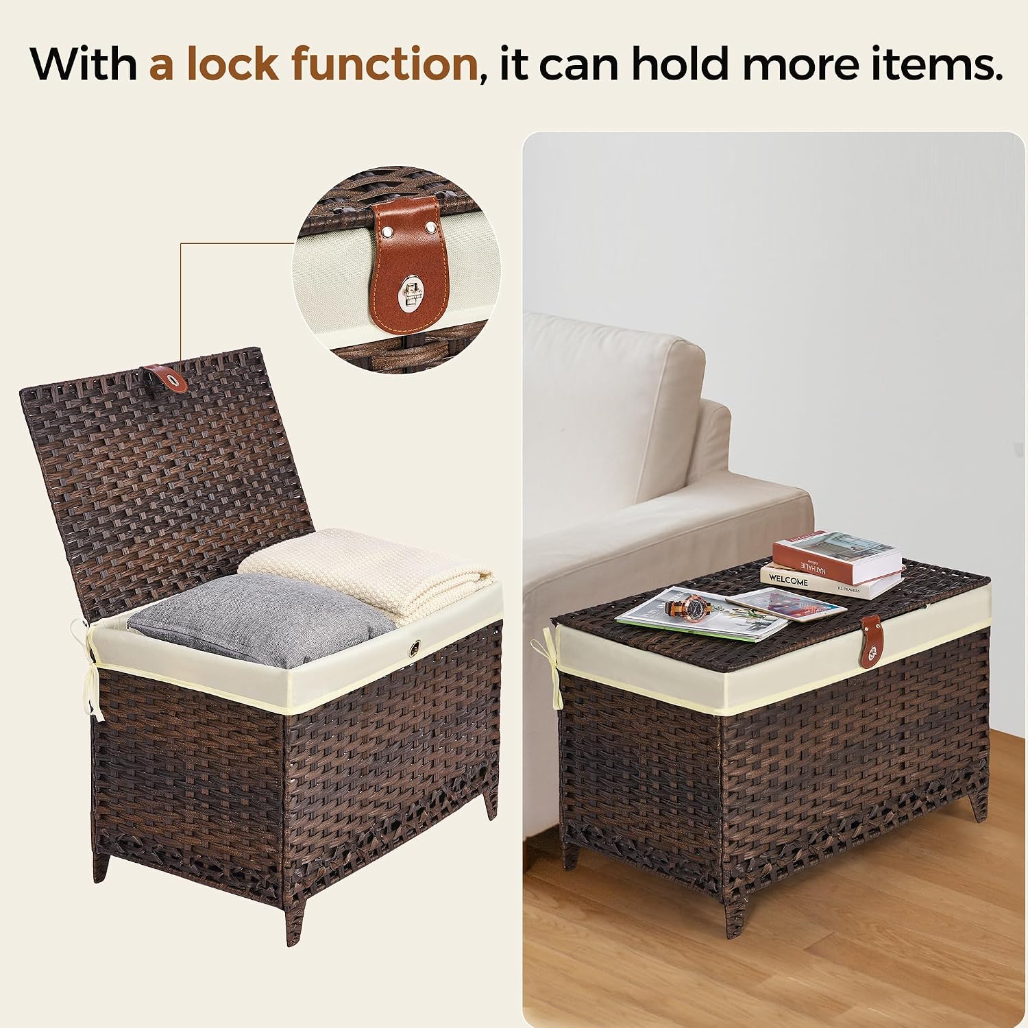 Lidded Wicker Storage Basket