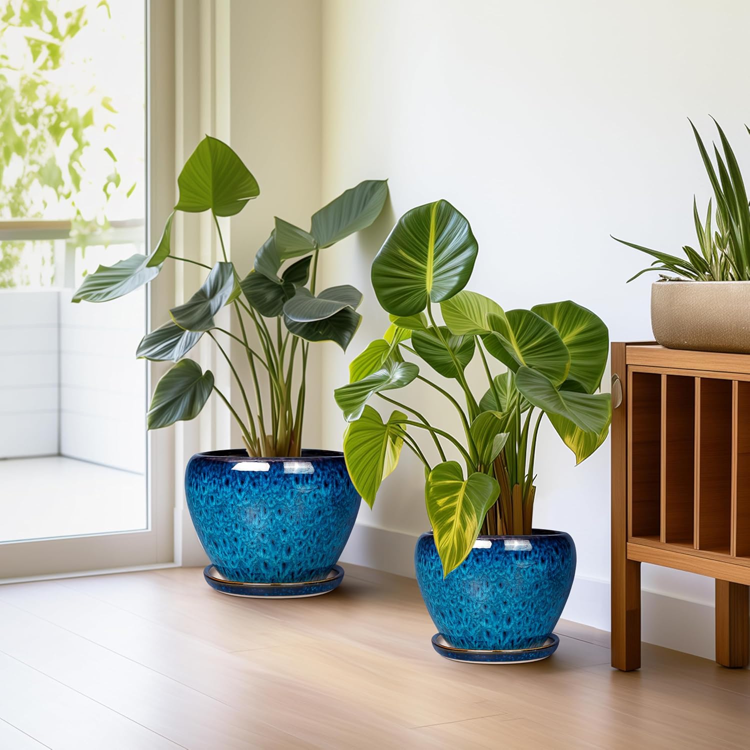 Blue Three-Size Ceramic Pots