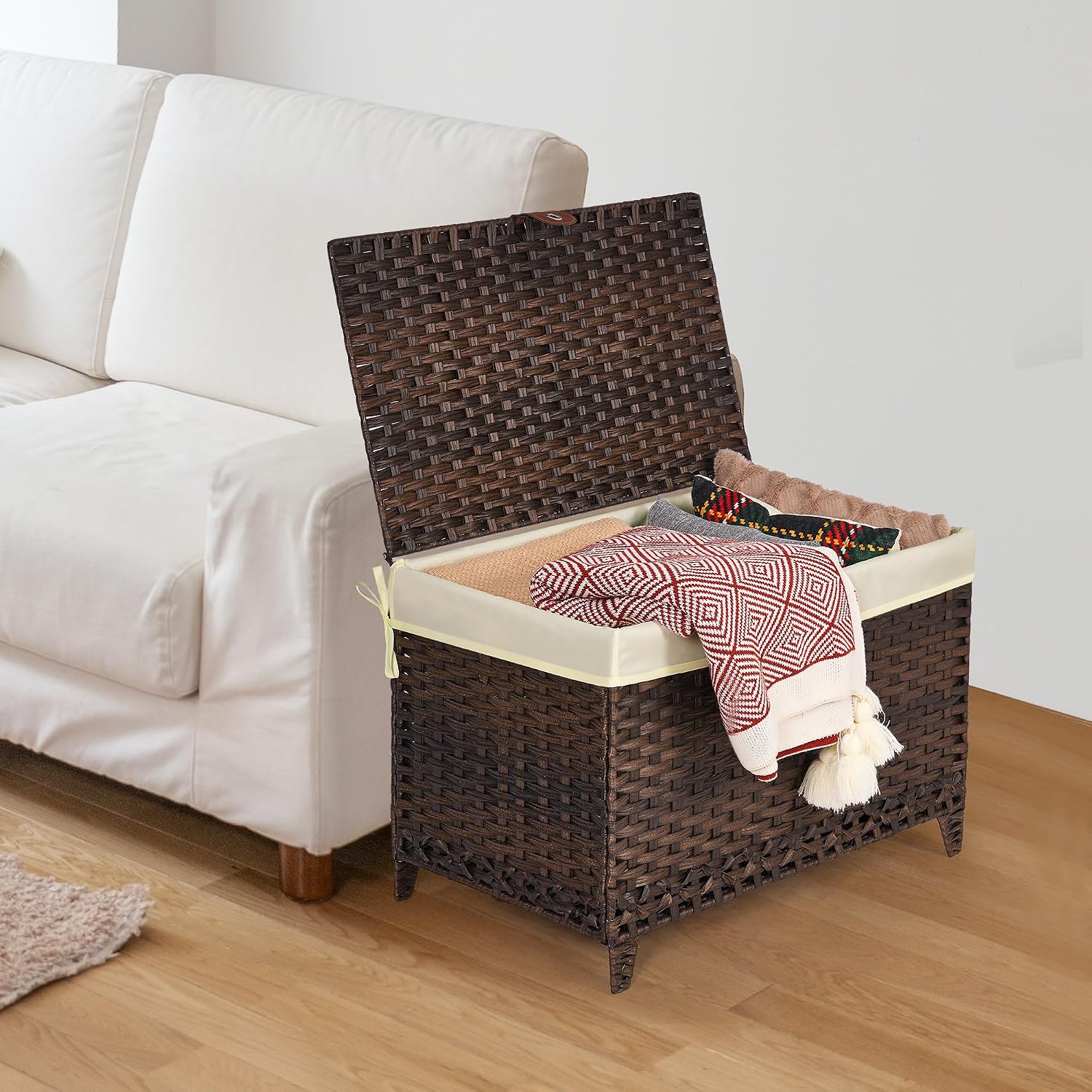 Lidded Wicker Storage Basket