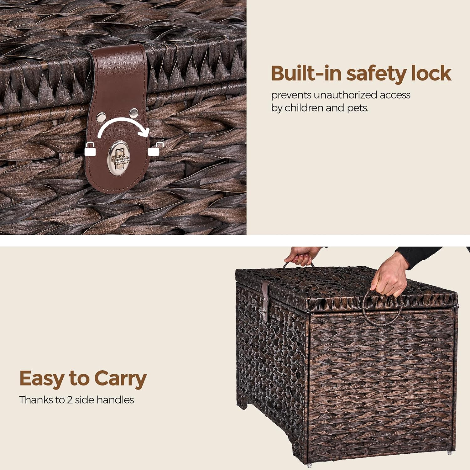 Lidded Wicker Storage Trunk