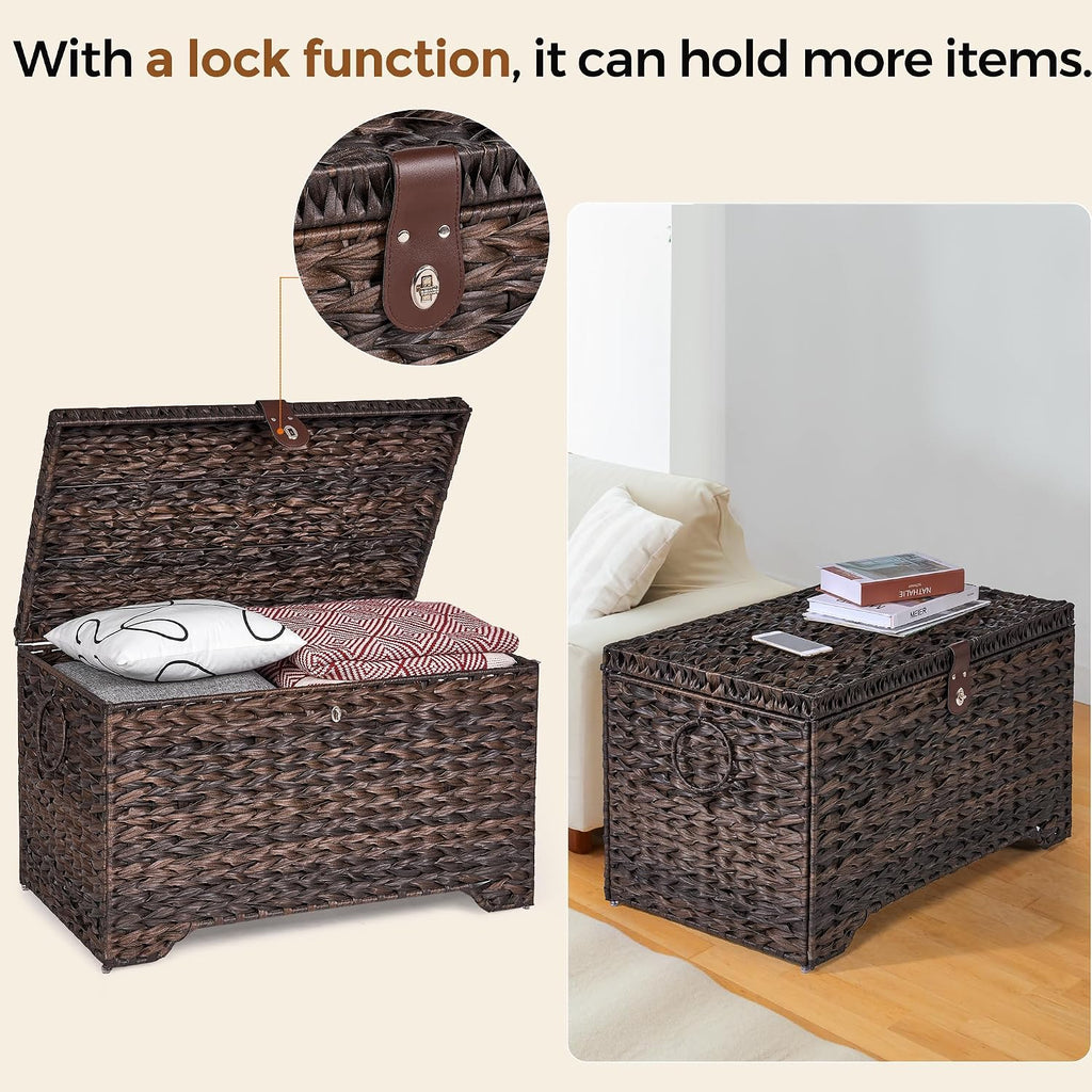 Lidded Wicker Storage Trunk