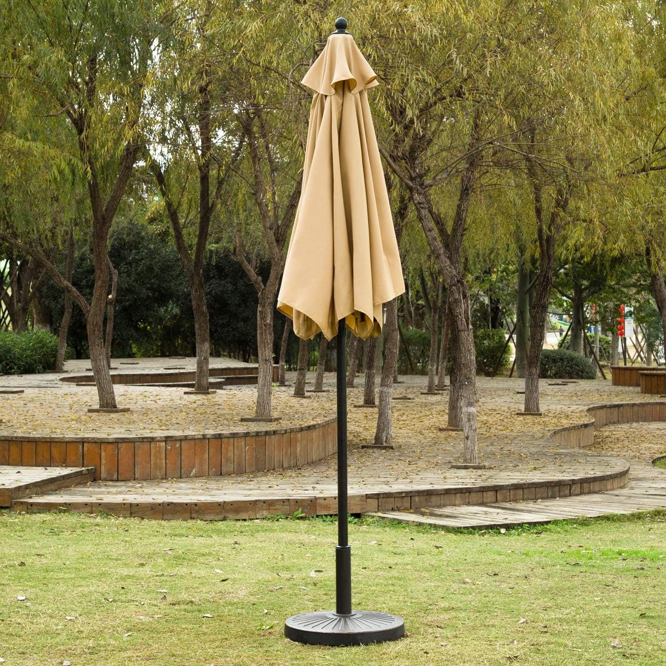 Tan Crank Tilt Patio Umbrella