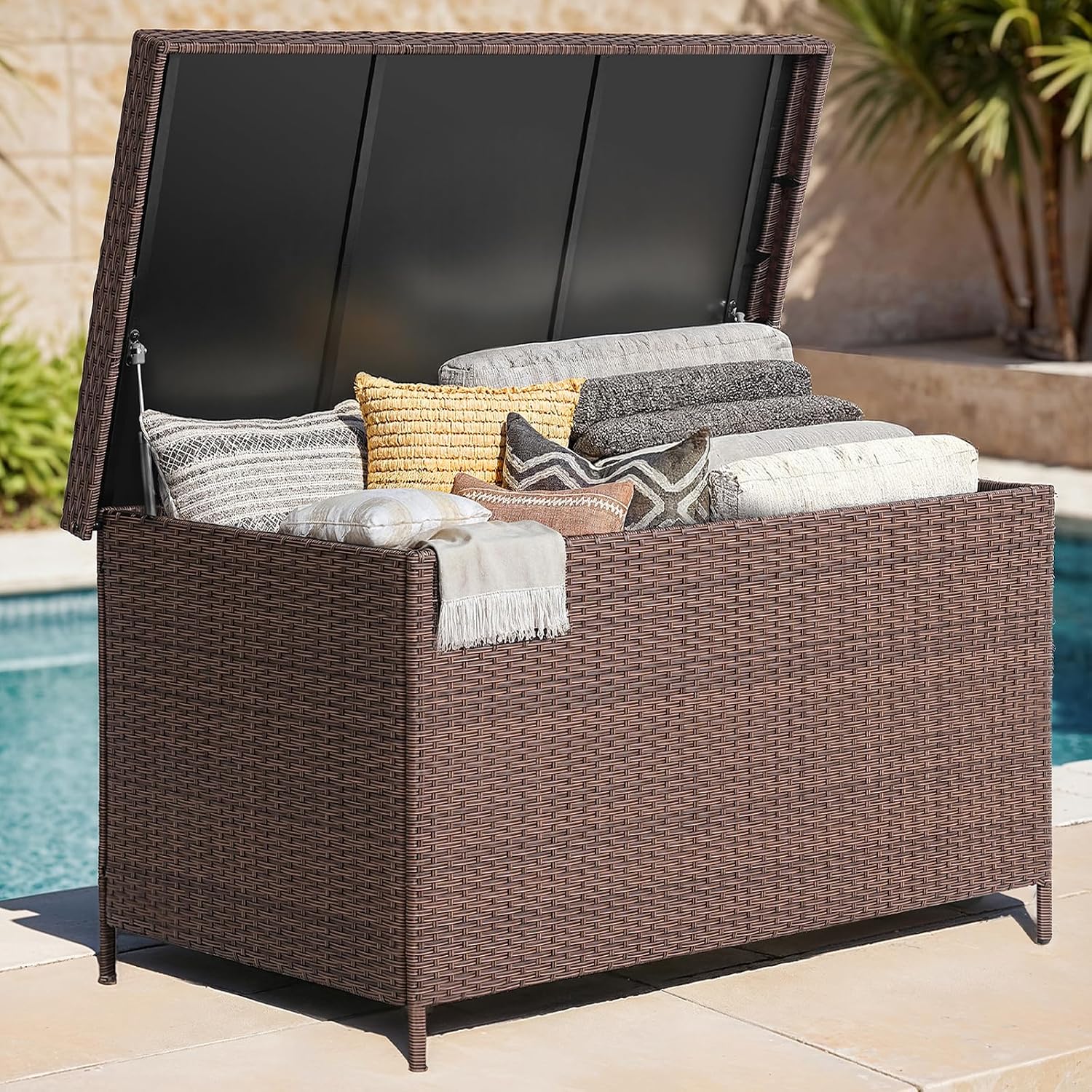 Brown Wicker Outdoor Box
