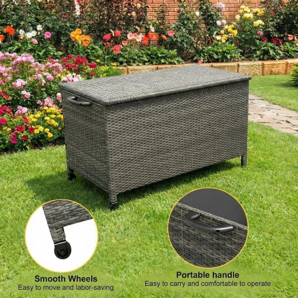 Brown PE Rattan Storage Chest
