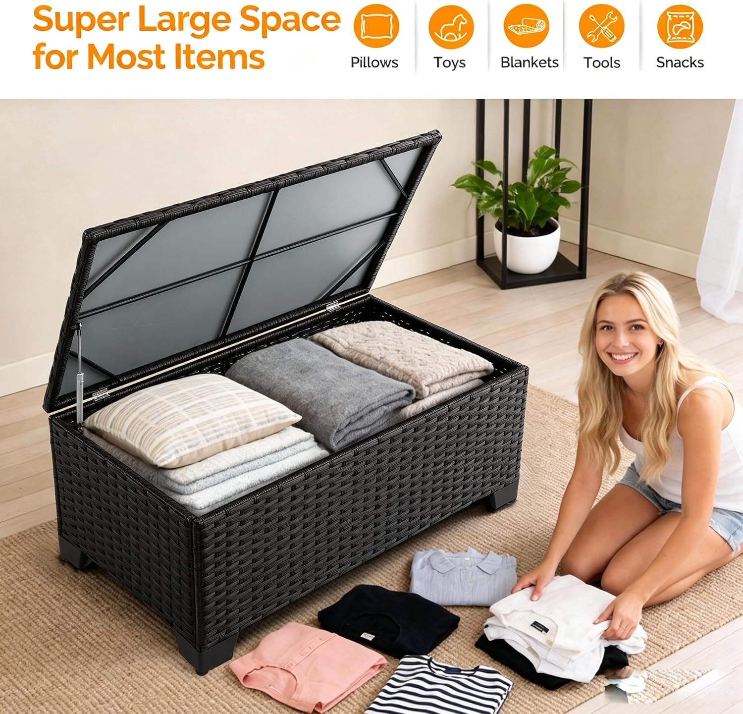 Wicker Outdoor Storage Box