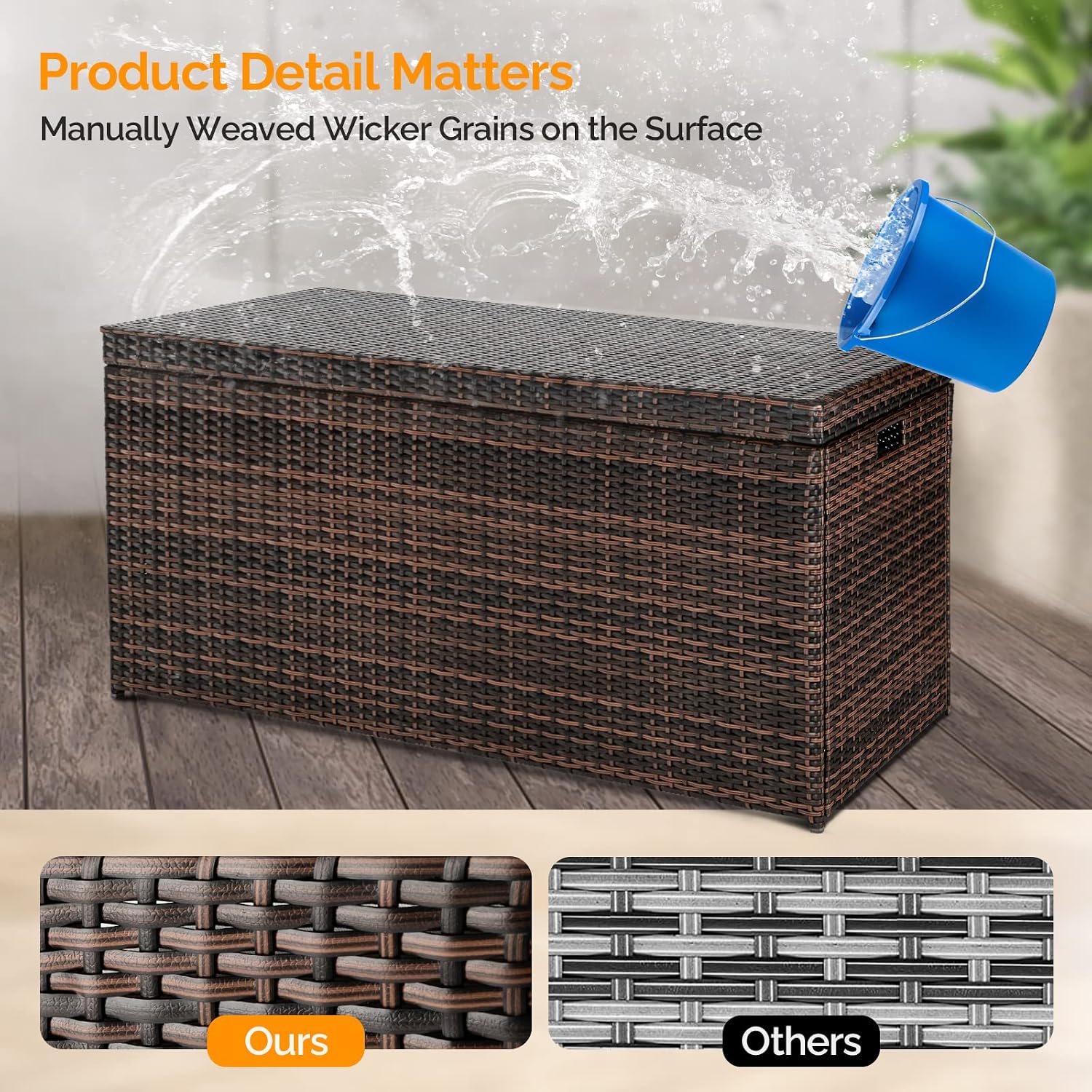 Brown Wicker Storage Bench