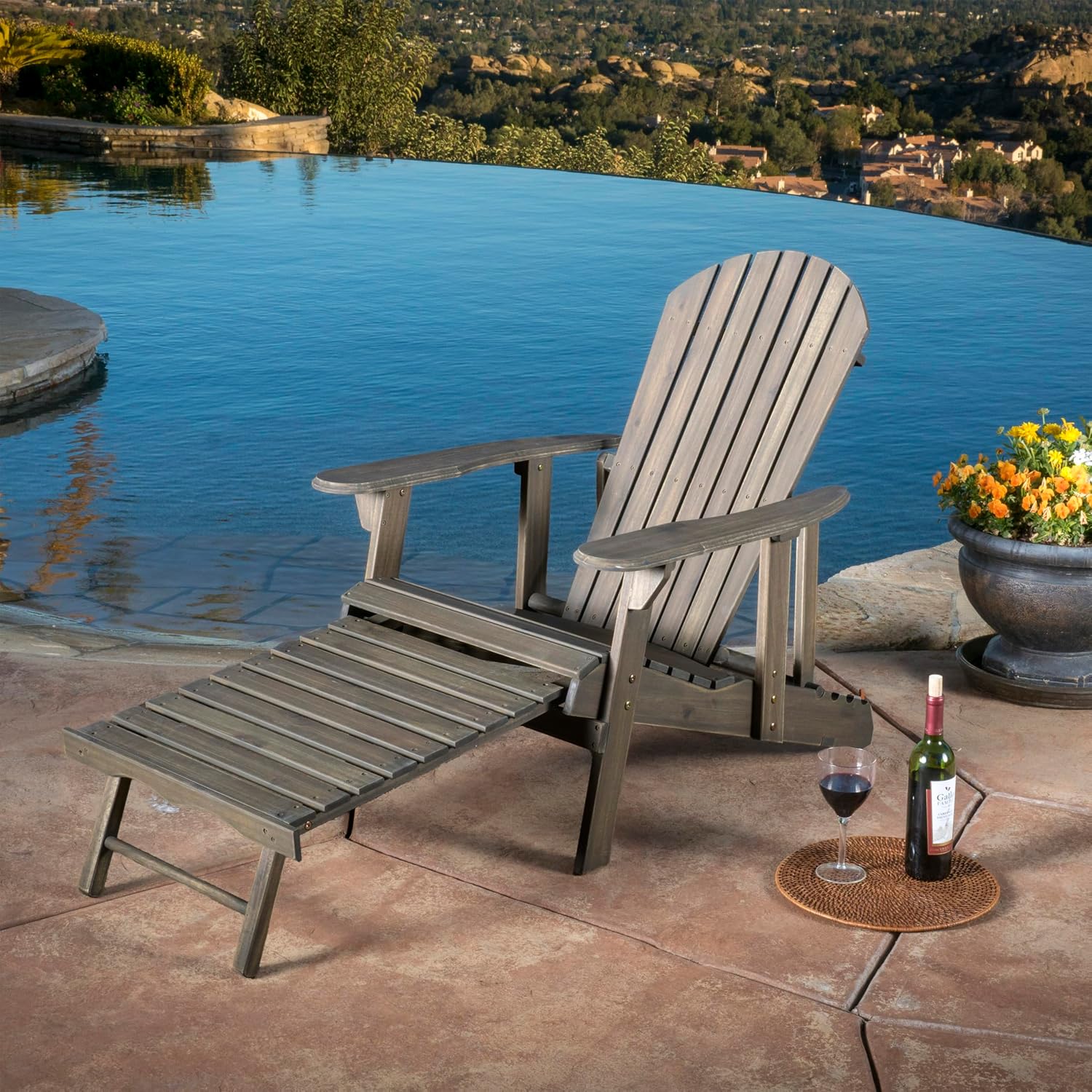 Gray Acacia Wood Lounge Chair