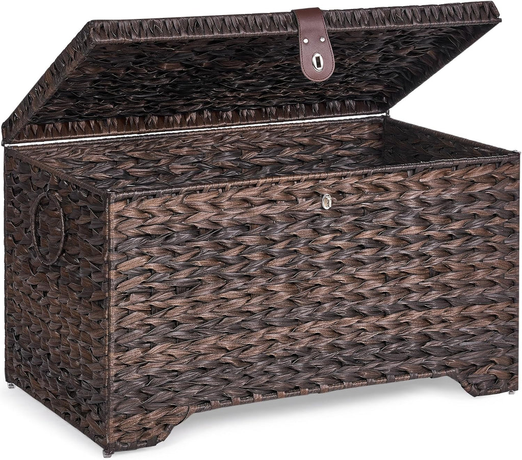 Lidded Wicker Storage Trunk