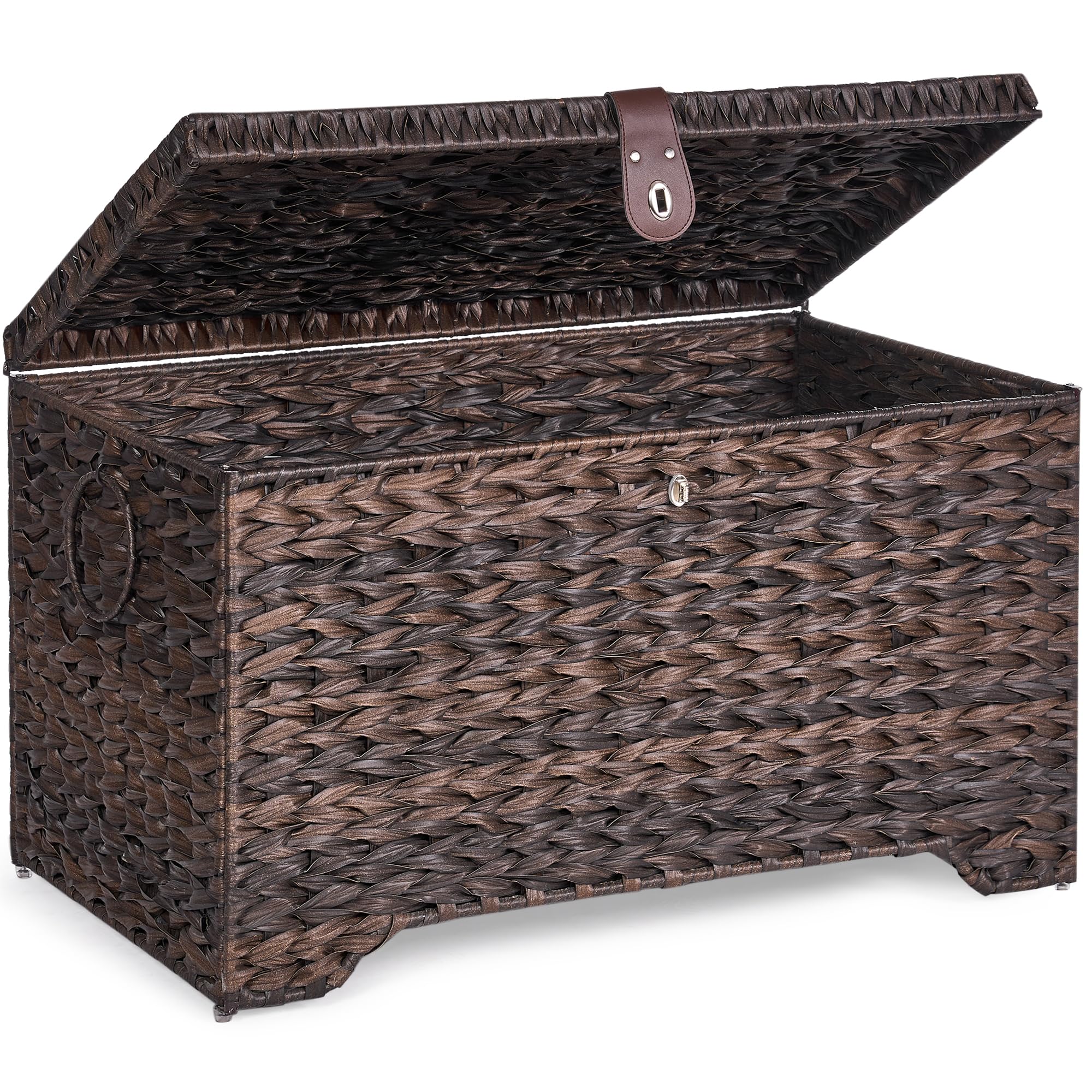 Lidded Wicker Storage Trunk