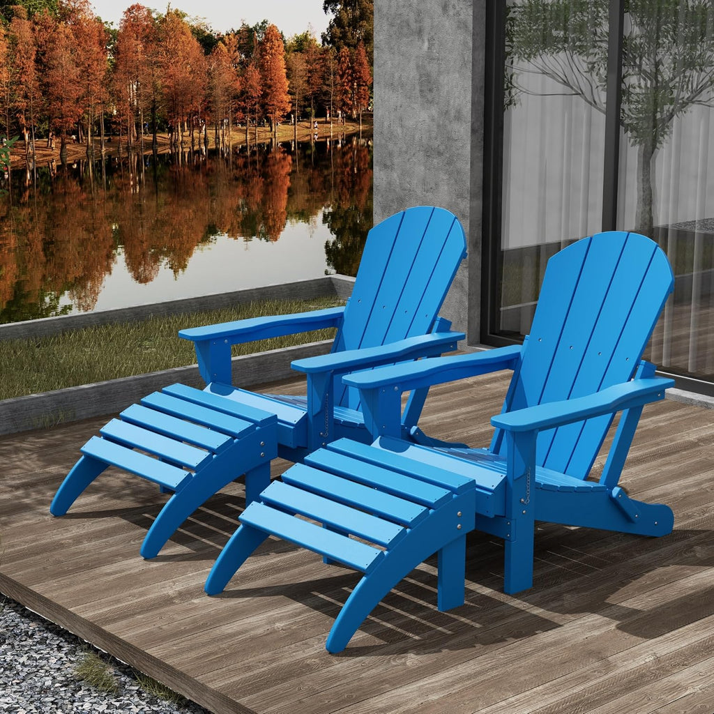 Blue Foldable Adirondack Set