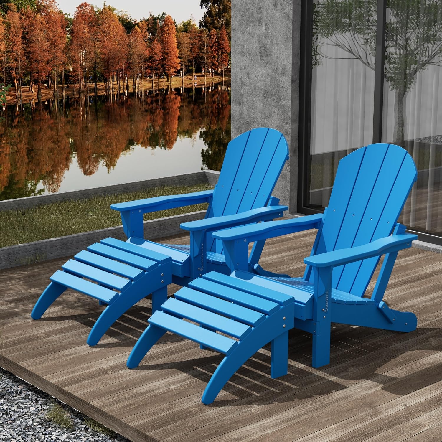 Blue Foldable Adirondack Set