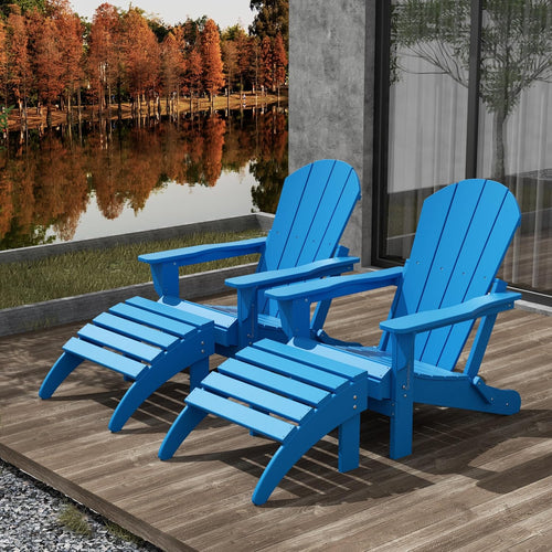 Blue Foldable Adirondack Set