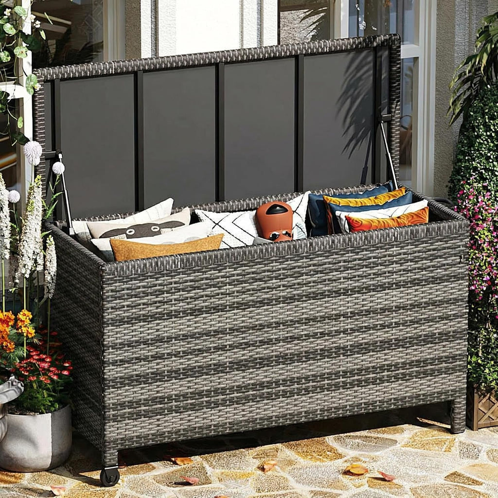 Grey Wicker Outdoor Box