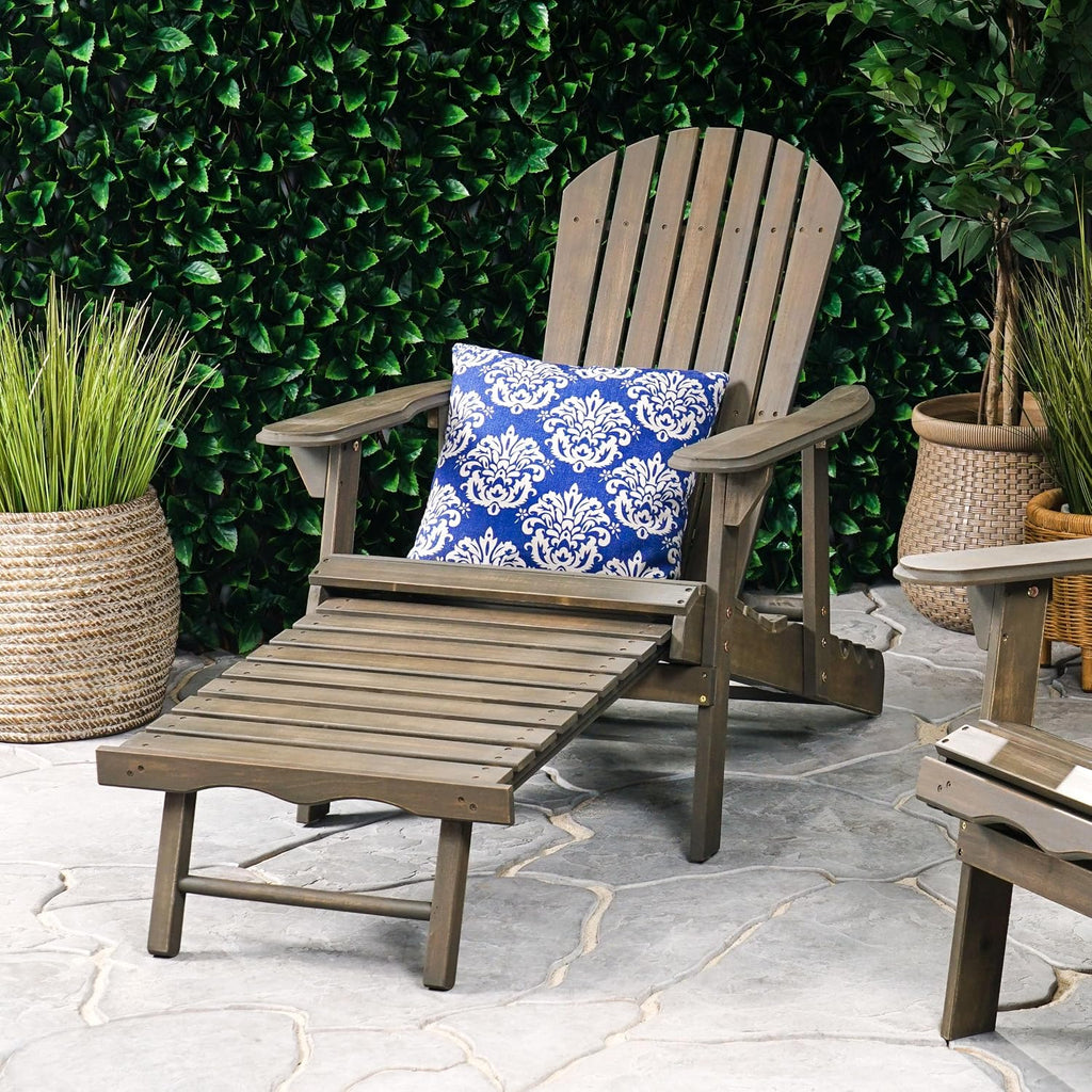 Gray Acacia Wood Lounge Chair