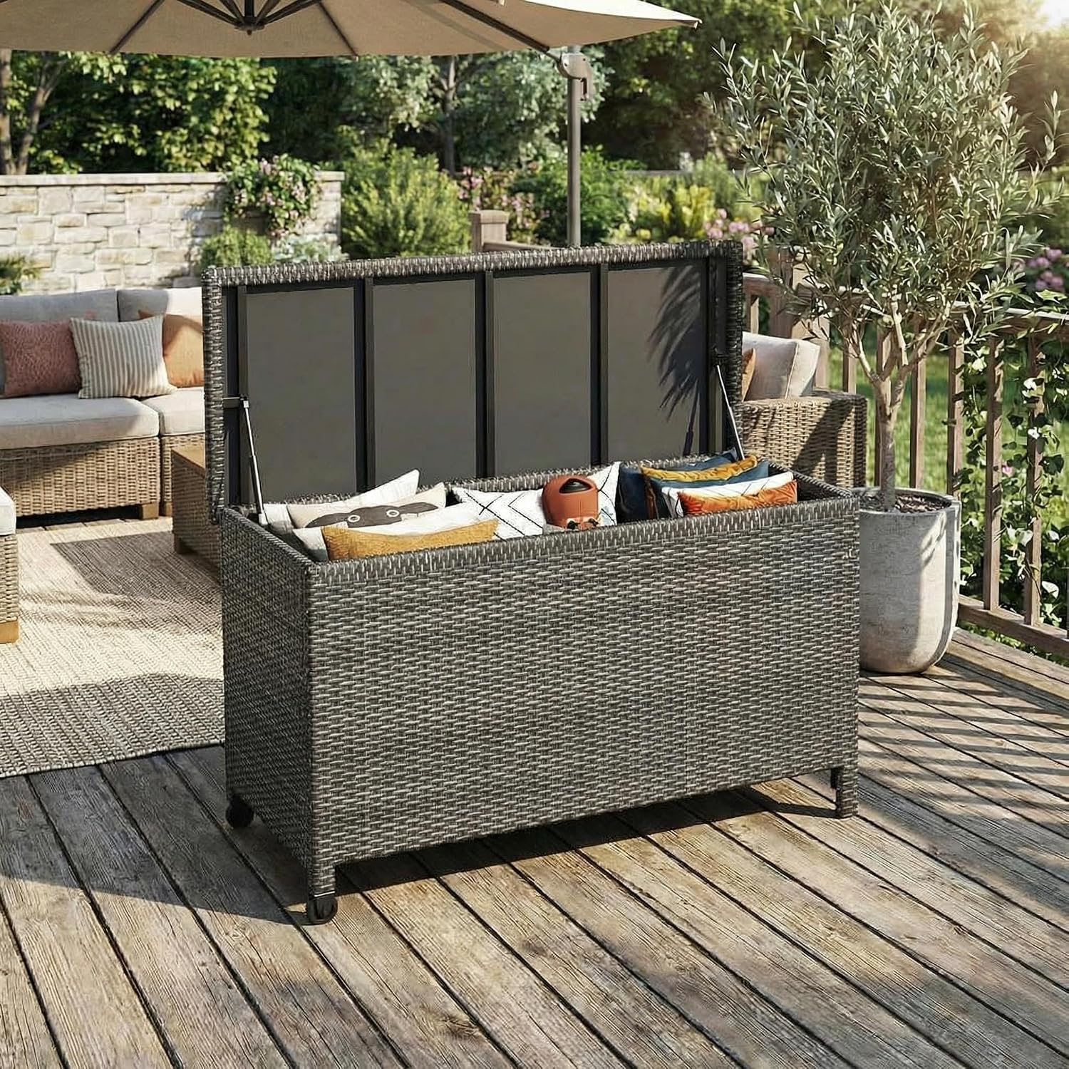 Grey Wicker Outdoor Box