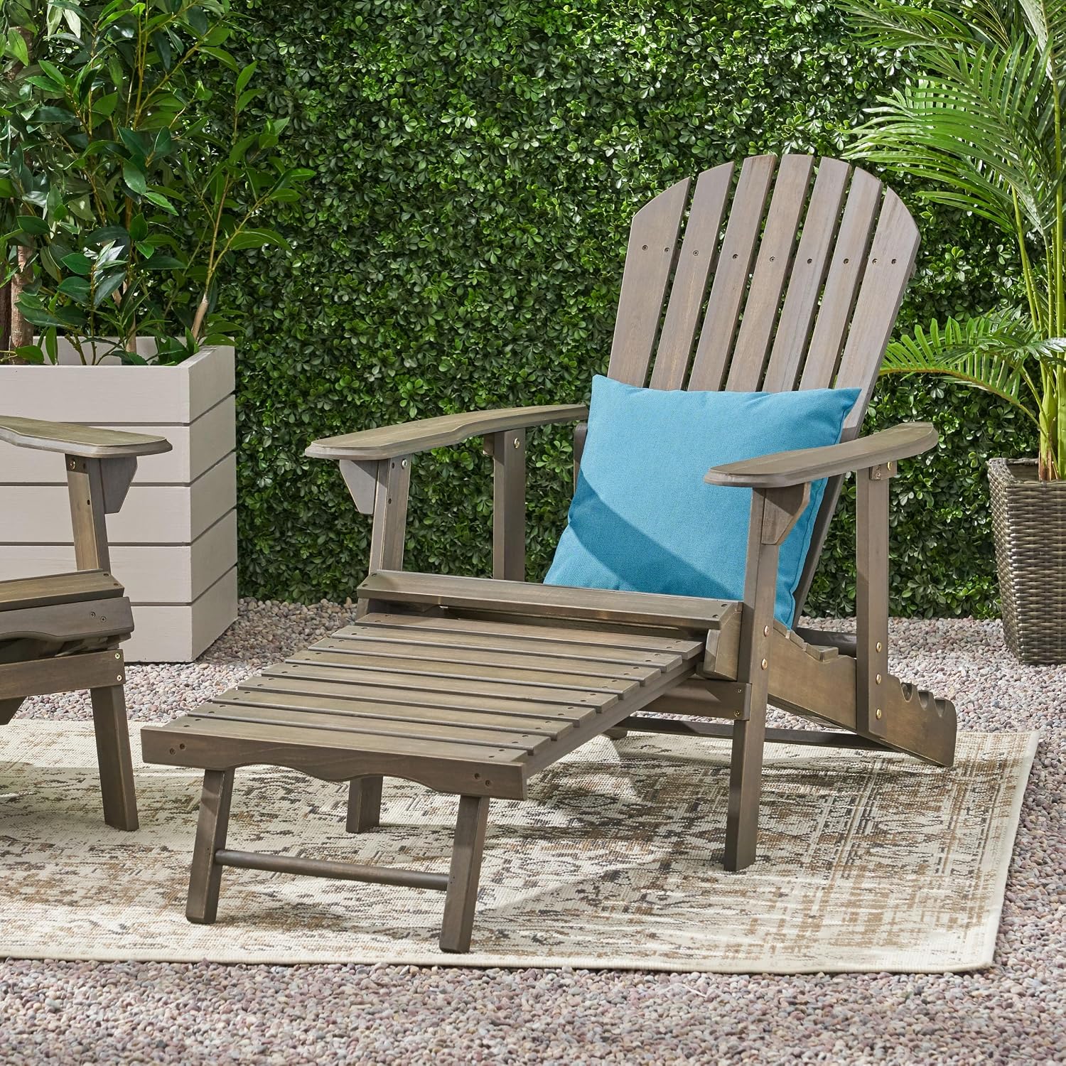 Gray Acacia Wood Lounge Chair